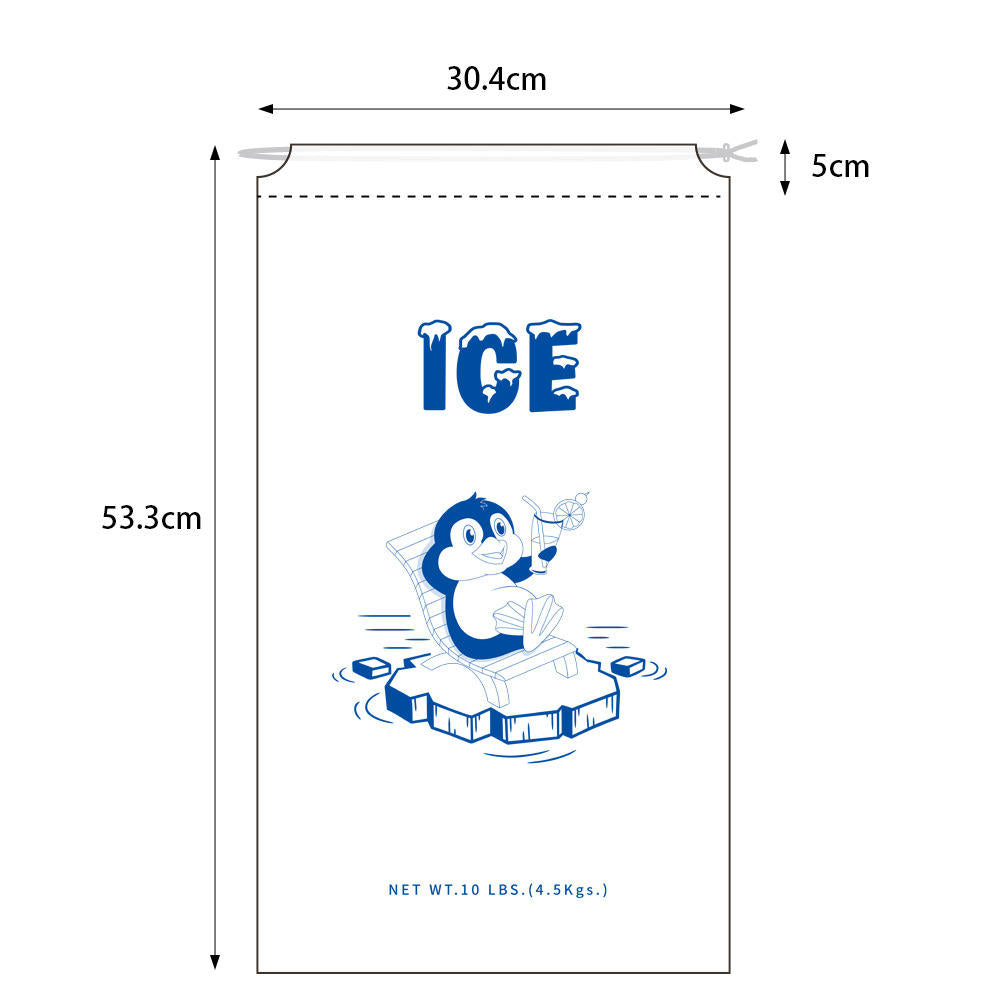 Disposable Drawstring Ice Bags - 8Lbs & 10Lbs, 100 Pcs/Pack